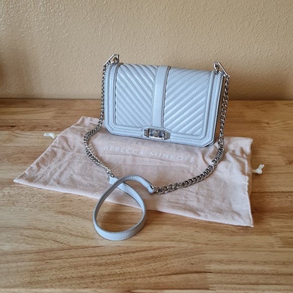 Rebecca Minkoff Quilted Chevron Crossbody Shoulder Bag Leather Flap Top Perla - Picture 8 of 8